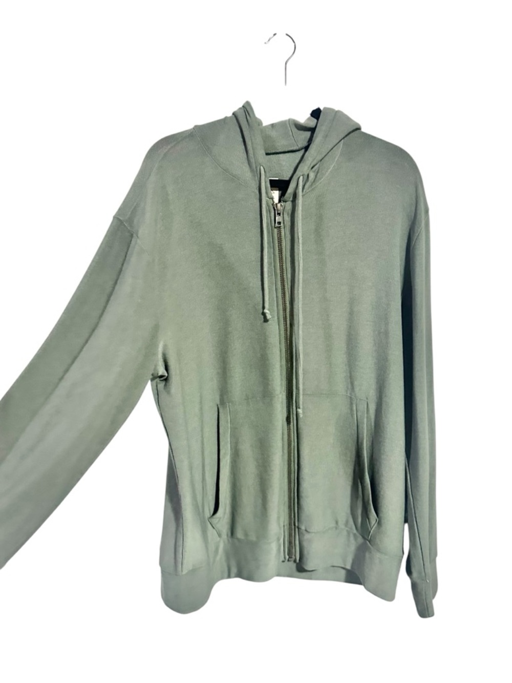 Chaser Men's Olive Green Zip Front Hoodie with Logo Patch